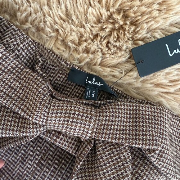 Lulus Brand New Plaid Bow Crop Top & Tweed Box Pleated Skort - Picture 6 of 8